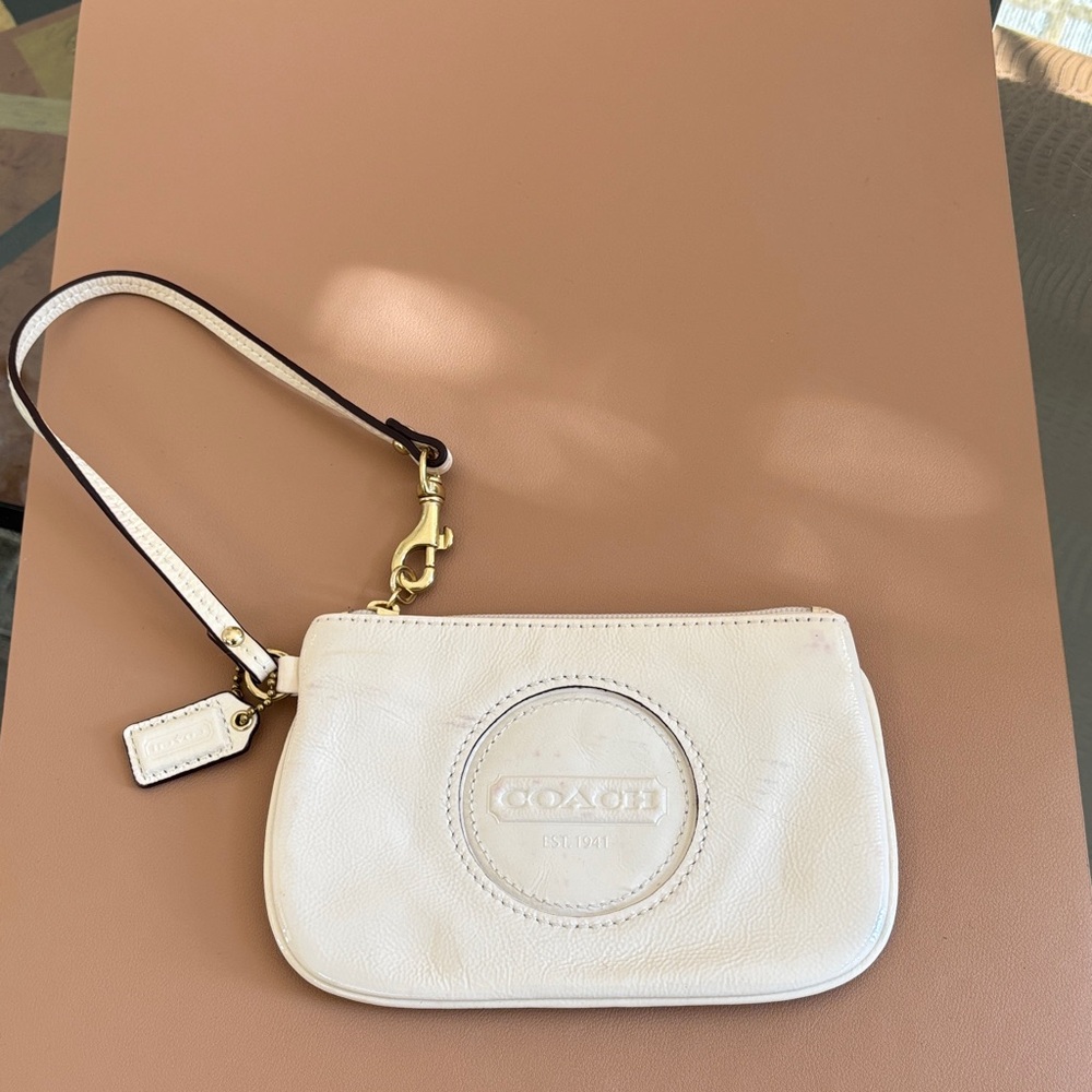 Coach Cream Leather Wristlet